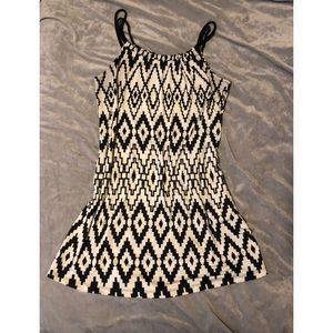 Black and white silk dress